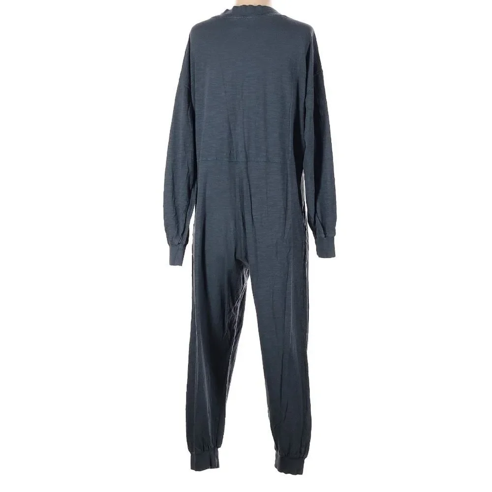 Natural Life Johnny Oversized 100% Cotton Muted Coastal Blue Relaxed Jumpsuit XS
